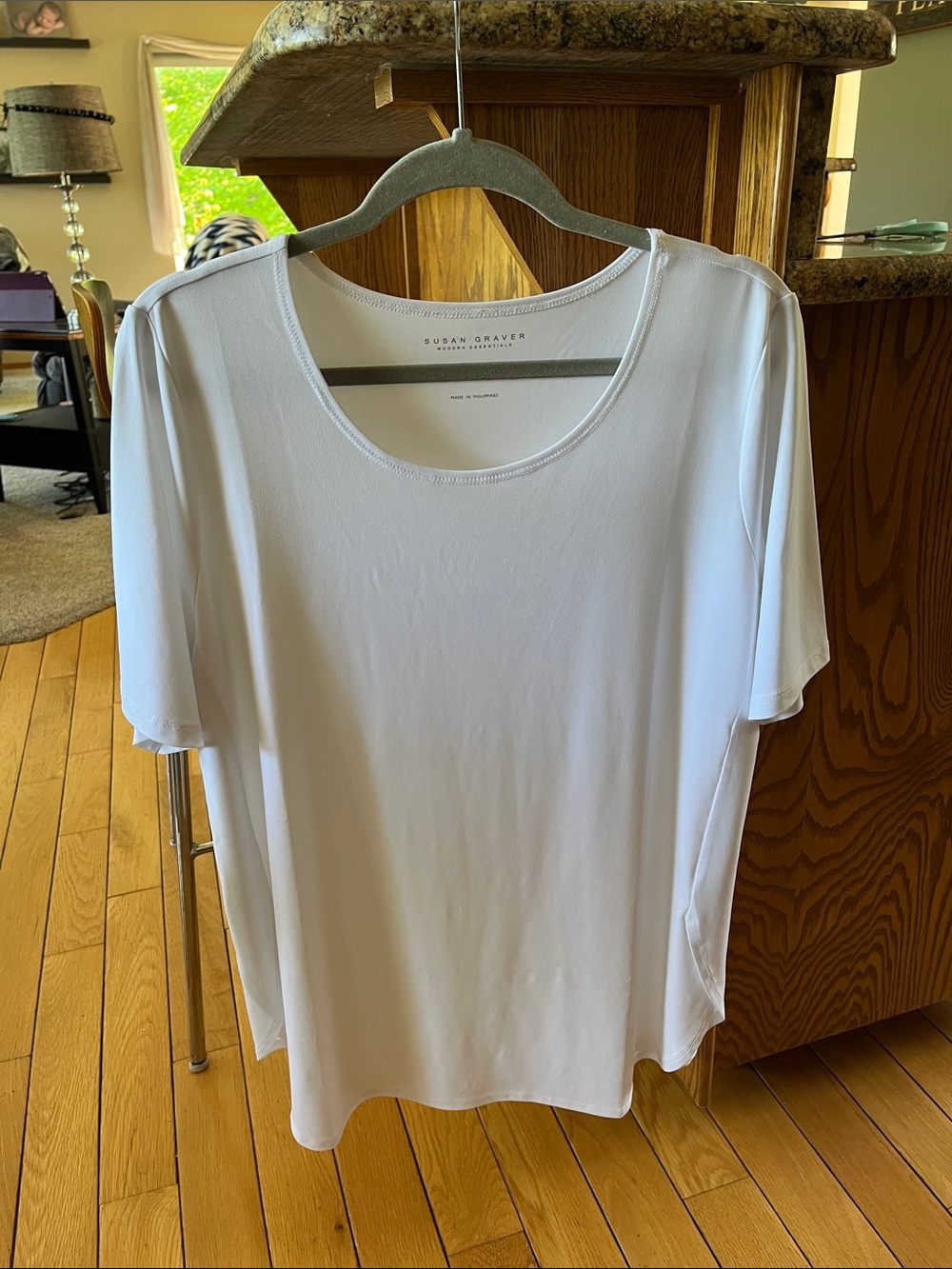 Susan Graver White Scoop Neck Short Sleeve Tee